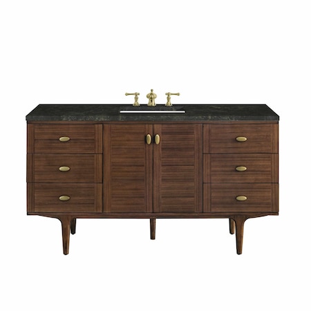 James Martin Vanities Amberly 60" Single Vanity, Mid-Century Walnut, w/ 3 CM Phantome Eclos Top 670-V60S-WLT-3PHT