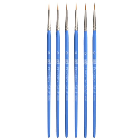 Princeton Select Artiste Round Brush, Synthetic Bristles, Short Handle Mixed Media Paintbrush, Size 0, 6PK P3750R0