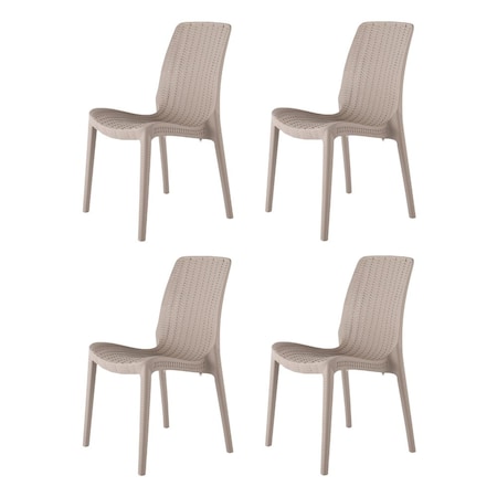 Lagoon Rue Resin Stackable Rattan Style Dining Chairs, 4PK 7025G6-SSLGS