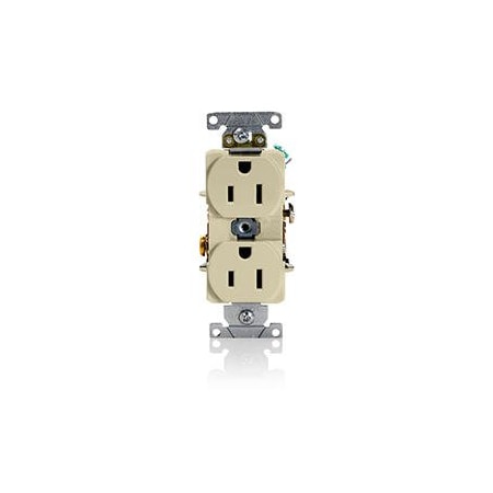 Leviton Duplex Straight Blade Receptacle, 5-15R, 15 A, 125V AC, 2 Pole, 3 Wire, Flush Mount, Grounded 5262-SI