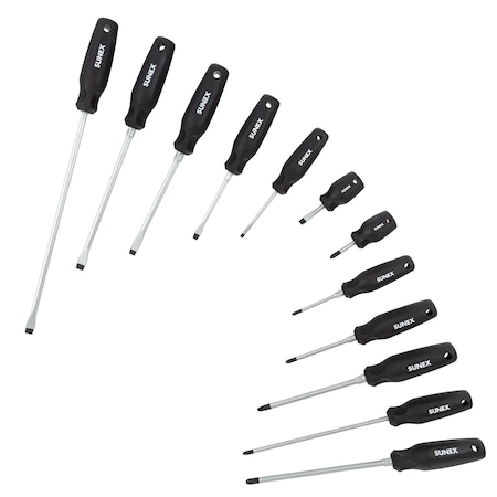 Sunex Phillips & Slotted Magnetic 12 Piece Screwdriver Set In Eva Foam SXCSDS12