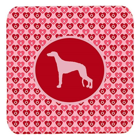 Carolines Treasures Greyhound Valentine Hearts Foam Coasters - Set 4- 3.5 x 3.5 In. SDK1037-A-FC