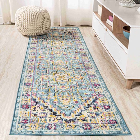 Jonathan Y Brooklyn Geometric Medallion Blue/Multi 2 ft. x 8 ft. Runner Rug MDP207E-28