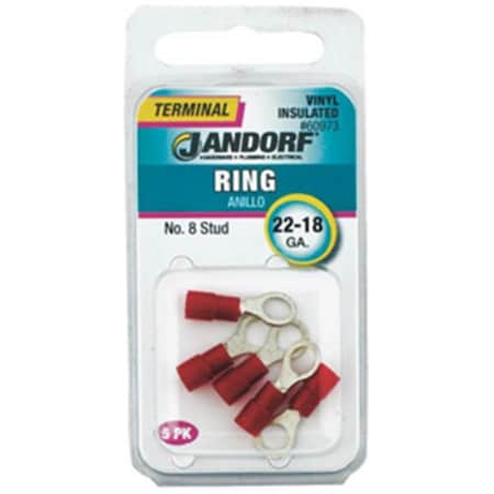 Jandorf Specialty Hardw 60973 Vinyl Insulated Ring Terminal 2218 ga., 8 in. Stud 3401866