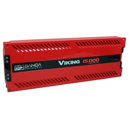 Banda VIKING 15000 One Channel 15.000 Watts Max 1 Ohm Car Audio Mono Amplifier w/Subsonic Filter RED VIKING15000RED