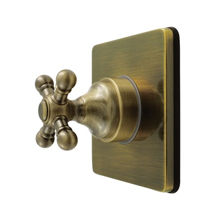 Kingston Brass Single-Handle Six-Way Diverter Valve with Square Trim Kit, Antique Brass KS4043BX