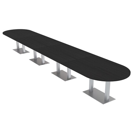 Skutchi Designs Racetrack Conference Table With Power Unit, 48 in W, 264 in L, Black HAR-RAC-48X264-DOU-U999ST19-NA