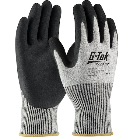 G-Tek Seamless Knit A4 PolyKor Blended Glove w/Double-Dipped Nitrile Coated MicroSurface Grip on Pa, 12PK 5222
