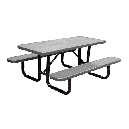 Leisure Craft 6' Standard Picnic Table, Perforated Metal, Portable, Granite T6XPP-PERF-GRANITE