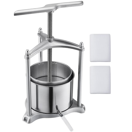 Vevor 1.6 Gallon/6L Fruit Wine Press Stainless Steel Manual Juice Maker Handle SFP-6L-AL
