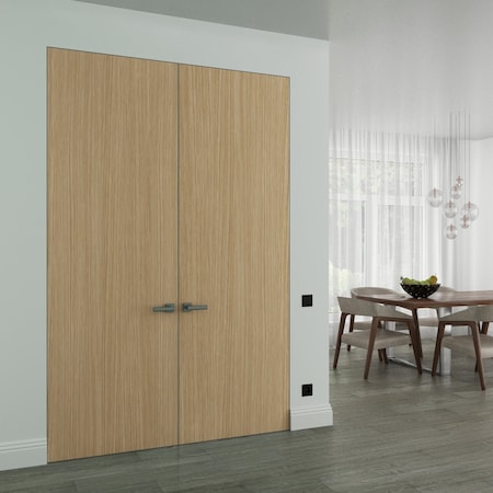 Sartodoors Hidden Double Doors, Planum 0010 Vertical Natural Veneer Concealed Metal Frame 56" x 96" (2* 28x96) PLANUM0010DMF-VSH-56x96-LH-O