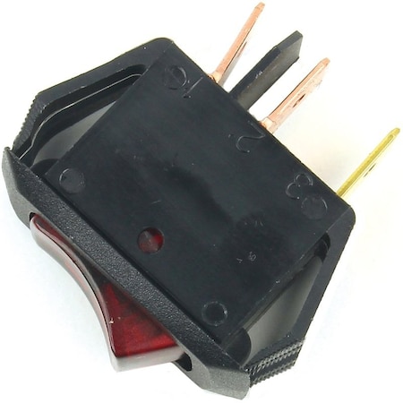 Jandorf Rocker Switch, 10/16 A, 125/250 V, SPST, Tab Terminal, Black/Red 61032