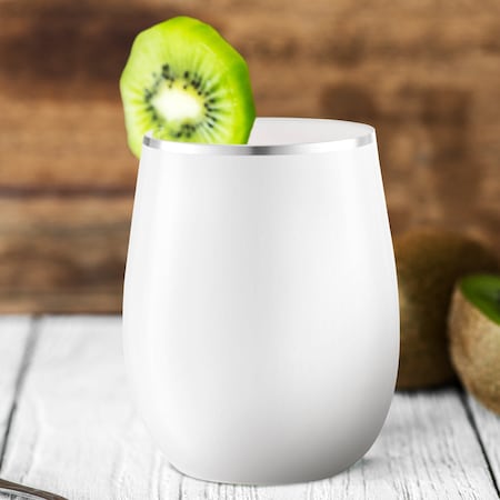 Smarty Had A Party 12 oz White with Silver Elegant Stemless Plastic Wine Glasses 64 Glasses, 64PK 3712-WHS-CASE