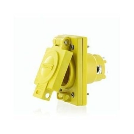 Leviton Watertight Locking Receptacle, Non-NEMA, 30 A, 125/250V AC, 3 Pole, Screw Terminals, Yellow 99W08-S