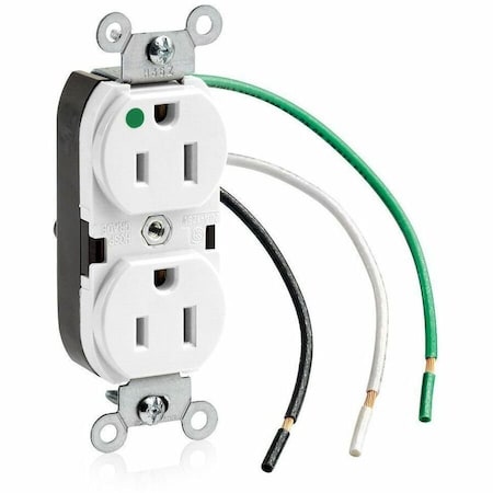 Leviton Heavy Duty Hospital Grade Duplex Receptacle, 15 Amp, 125 Volt 8200-LW