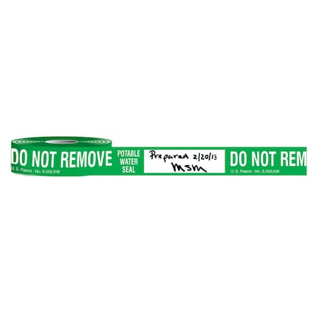 Accuform Sealing Tape, Potable Water Cooler, 55 yd Length, 2 in Width, Poly Film Material Type, GreenWhite KWC100