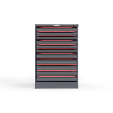 Strong Hold 11 drawer cabinet - (6x 2ft, 5x 3ft) - Red accents - Keyed Alike S3044-PPAAS-1101DS