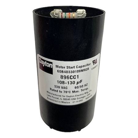 Dayton MotorStartCapacitorwithResistor, Round 896CC1