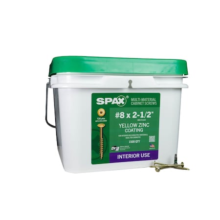 Spax #8 x 2-1/2 in Interior Cabinet Wood Screws Construction Wafer Head T-Star Plus Bulk Pail, 1500PK 3281020400600