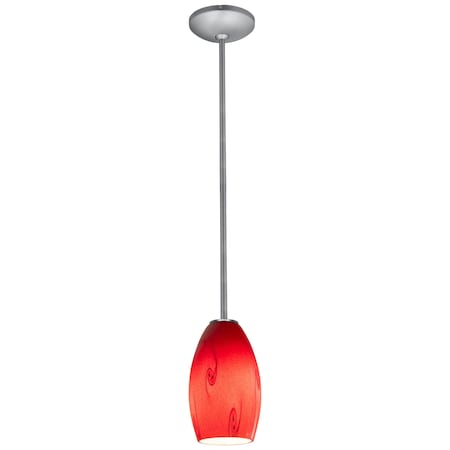 Access Lighting Merlot, Pendant, Brushed Steel Finish, Red Sky Glass 28011-1R-BS/RUSKY