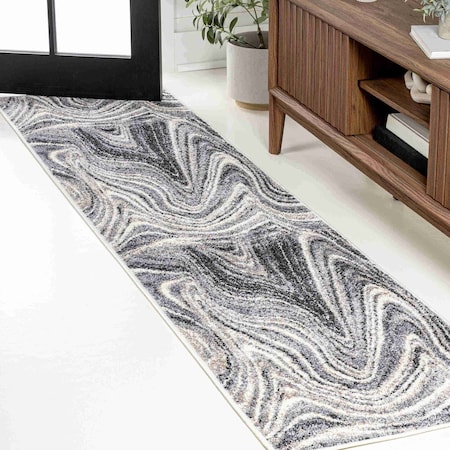 Jonathan Y Eleni Contemporary Glam Abstract Marble Charcoal/Cream 2 ft. x 8 ft. Runner Rug SEU301A-28