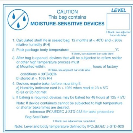 Bubblefast 4 x 4'' - ''Caution Moisture Sensitive Devices'' Labels BFDL1381