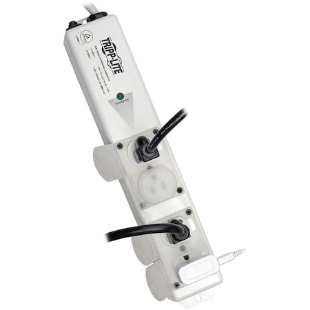 Tripp Lite Outlet Strip, Hospital Grade, 4 5-15R-HG, 5-15P-HG, 6 ft., White PS-406-HGULTRA
