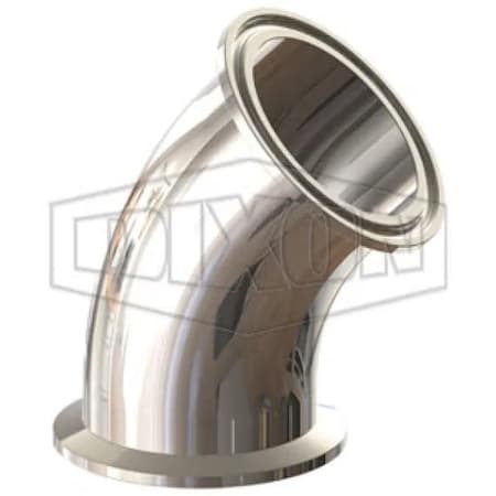 Dixon T2KMP BioPharm Line High Purity Bradford Pipe Elbow, 1/2 in Nominal, Clamp End Style, 316L Stainless T2KMP-050PL