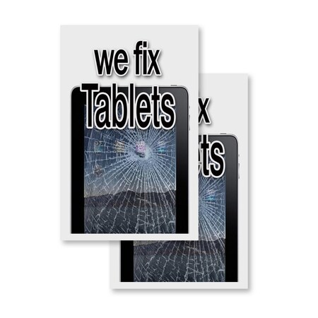 Signmission We Fix Tablets, Vinyl Decals Only 24 Inch x 36 Inch, Vinyl Decal, 2PK DSB-2436-2PACK-We Fix Tablets