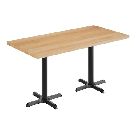Flash Furniture Bennett 30 in x 60 in Solid Wood Indoor Tabletop in Natural with 22 in x 22 in Dining Height GSF-REC3060-NAT-T2222-GG