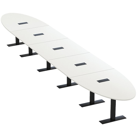 Skutchi Designs 22ft Oval Conference Table With Power | Harmony Series | 20 Person Meeting Room Table HAR-OVL-48X264-T.BK-W960-EBLK