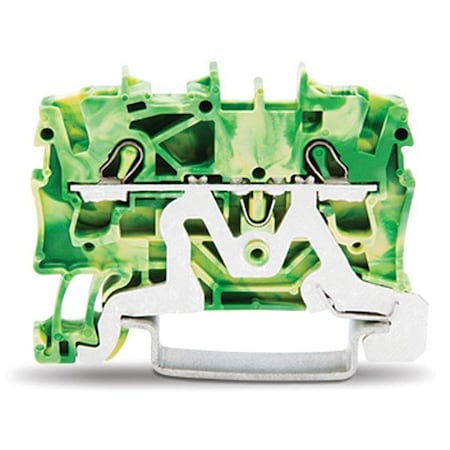 Wago Terminal Block, 2" L, Green; Yellow 2002-1207