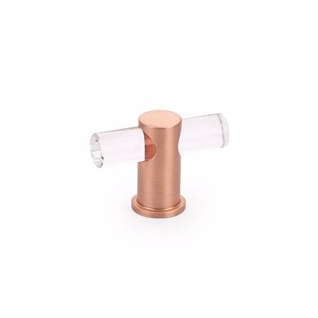 Schaub Lumiere Cabinet T Knob with Acrylic Brushed Rose Gold Finish 401-BRG