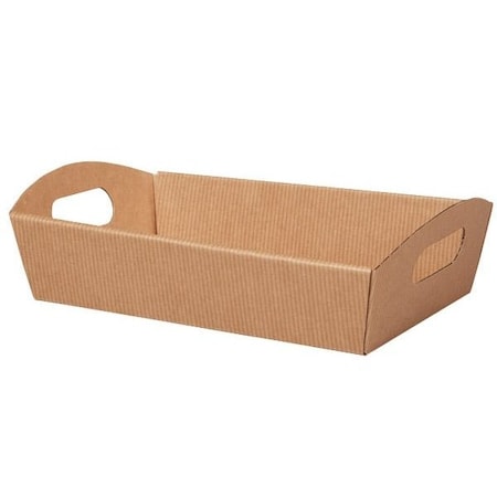 Nashville Wraps Kraft Pinstripe Shallow Folding Market Tray, Large, 6PK LFMTKR
