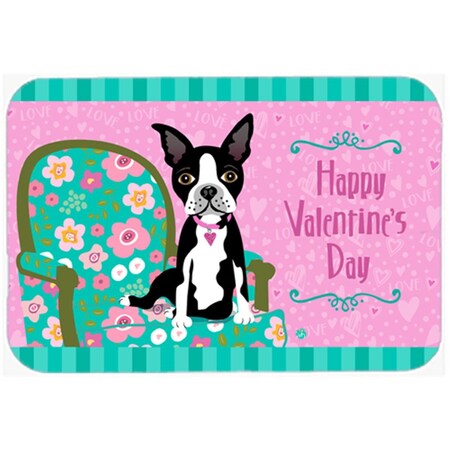 Carolines Treasures Happy Valentines Day Boston Terrier Glass Large Cutting Board VHA3001LCB