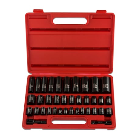 Neiko 0.375 in and 0.5 in Dr. Impact Socket Set, SAE and Metric, Deep and Shallow 02443A