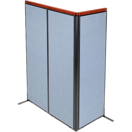 Global Industrial Interion Deluxe Freestanding 3-Panel Corner Room Divider, 24-1/4"W x 73-1/2"H Panels, Blue 695089BL