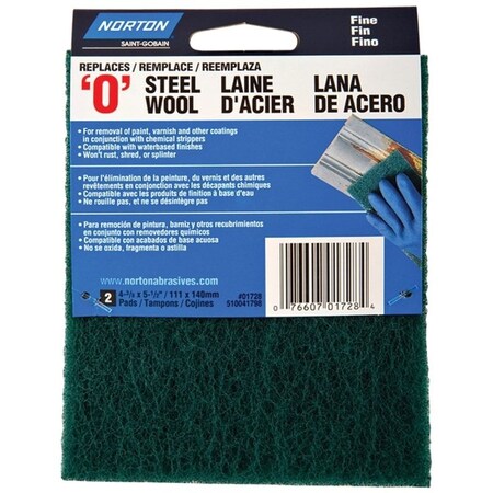Norton Co PAD STEEL WOOL SYN GREEN FINE 1728