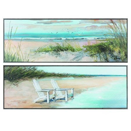 Homeroots 36" X 12" Woodtoned Frame Wind Water, Set Of 2, 2PK 365836