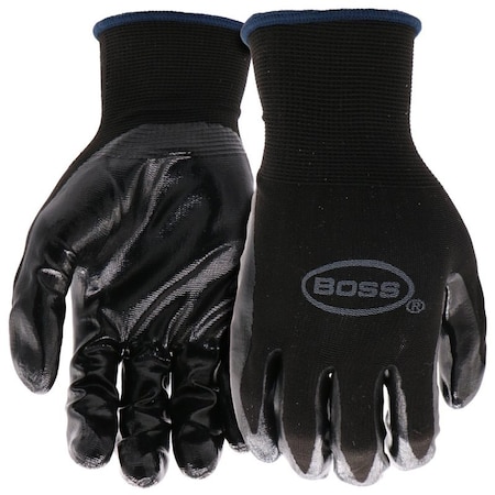 Boss Grip Series Coated Gloves, XL, Knit Wrist Cuff, Nitrile Coating, Nylon, Black B31191-XL