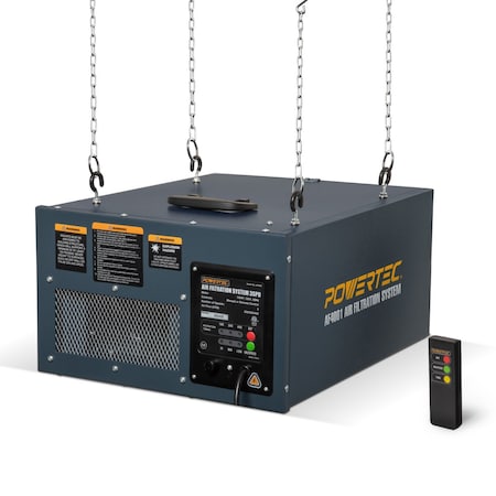 Powertec 3-Speed RF Remote Controlled Air Filtration System Woodworking (300/350/400 CFM) AF4001