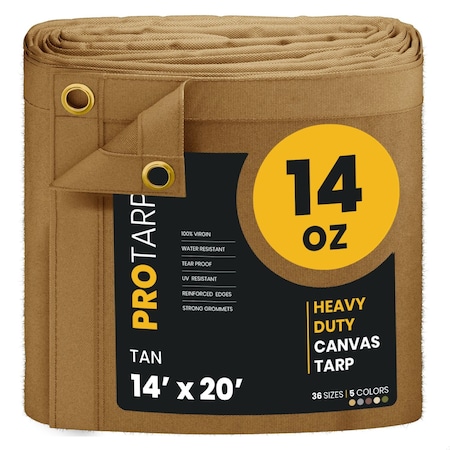 Protarp 14 ft. x 20 ft., 14 Oz, Tan, Polyester PT-305-14X20