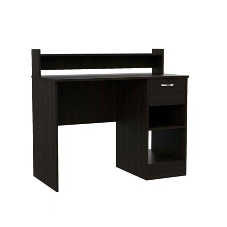 Homeroots 40" Black and Brown Wood Computer Desk 403785