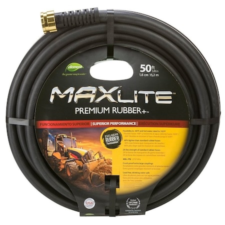 Swan 50 ft L Garden Hose, Rubber Tube, Black CELSGC58050