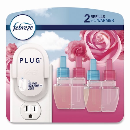 Febreze Air Freshener Warmer Starter Kit, Clear/White, with 2 Downy April Fresh Refills 4174