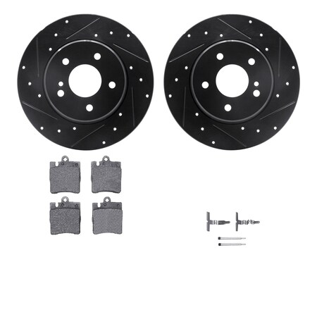 Dynamic Friction Co DFC Rotors-Drilled & Slotted-Black w/ 5000 Advanced Brake Pads Incl Hdw 8512-63041
