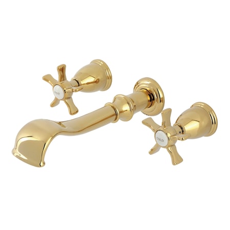 Kingston Brass Two-Handle Wall Mount Tub Faucet, Polished Brass KS5022NX