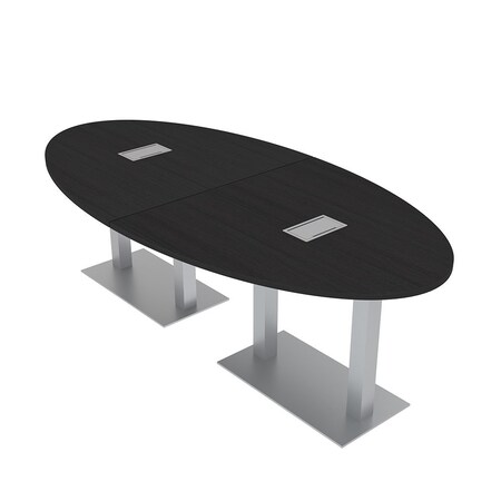 Skutchi Designs Oval Conference Table With Power Unit, 48 in W, 96 in L, Black HAR-OVL-48X96-DOU-U999ST19-ESIL