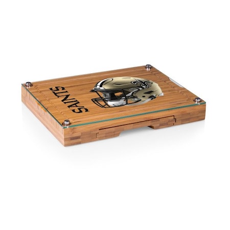 Picnic Time Family Of Brands NFL New Orleans Saints - Concerto Glass Top Cheese Cutting Board & Tools Set 919-00-505-204-2