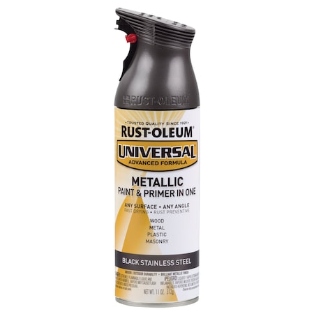 Rust-Oleum Spray Paint, Black Stainless Steel, Black Metallic, Solvent, 11 oz 314558